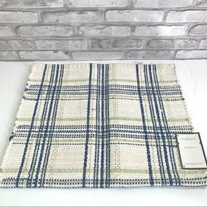 Threshold Sour Cream / Blue / Golden 20" x 32" Plaid Cotton Bath Rug